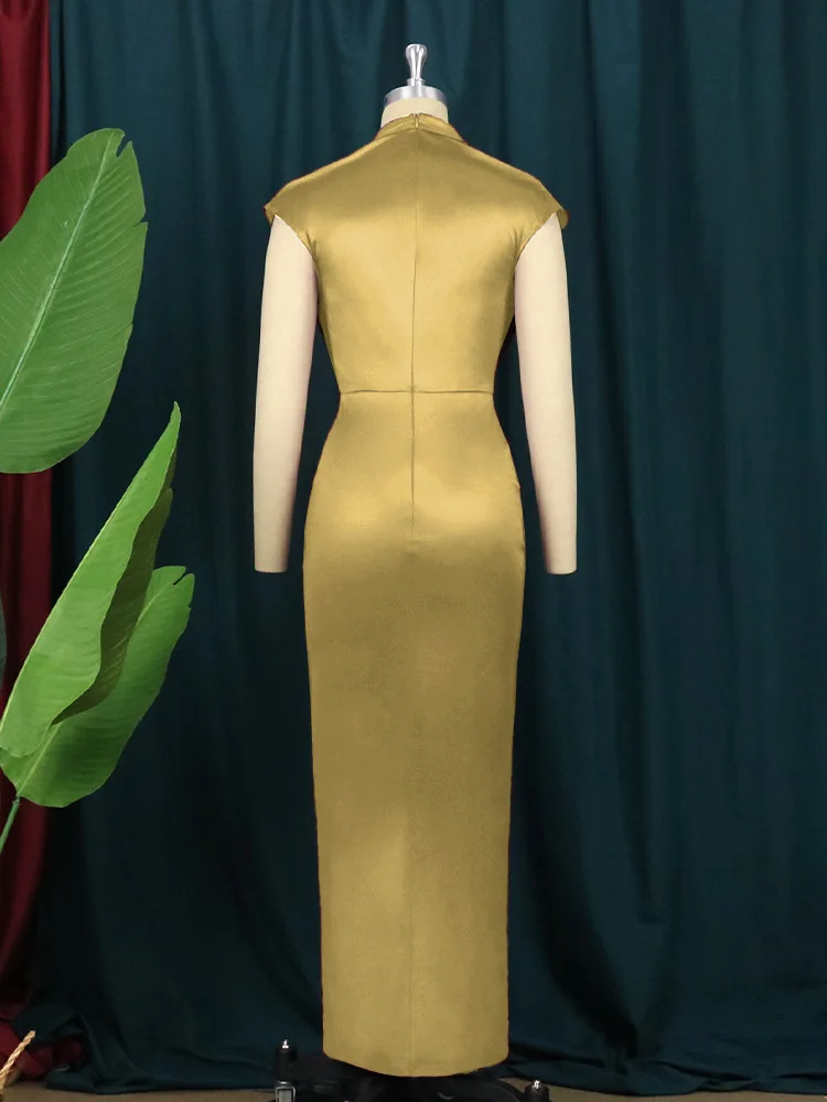 HBLL Satin Long Dress Women Party Pleated Bodycon Elegant Evening Dresses  High WaistProm Formal Green Bodycon Maxi Work Vestidos - AliExpress  200000345