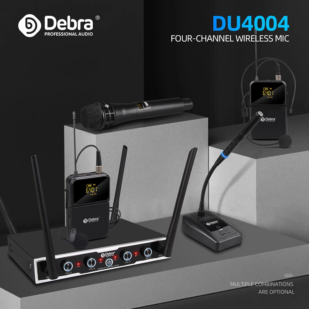 Debra DU4004 UHF 4-channel Wireless Conference Microphone System With Handheld*L