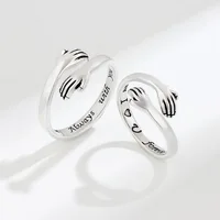 Bague romantique en forme de cœur pour femmes et hommes, je t'aime pour toujours, bague réglable pour Couple, fête de mariage, rencontres, bijoux cadeaux 6