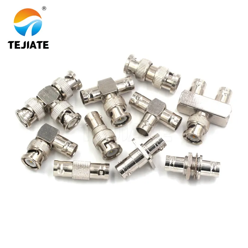 1PCS BNC to BNC All Copper Female and Male Straight Triple Duel Four Head L type Q9 Fixed Panle Connector