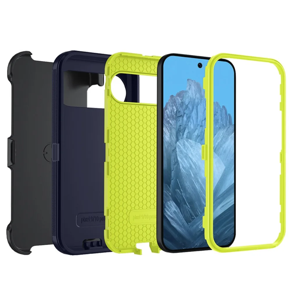 Durable Shockproof Rugged Armor Phone Case with Belt Clip and 3-Layer Hybrid Protection