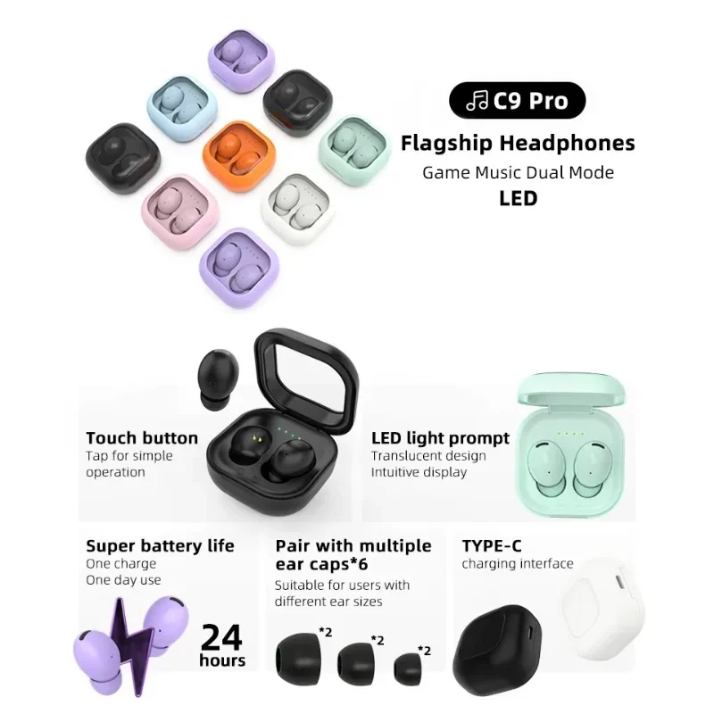 Фото TWS-стереонаушники C9pro с поддержкой bluetooth 5,2 №2