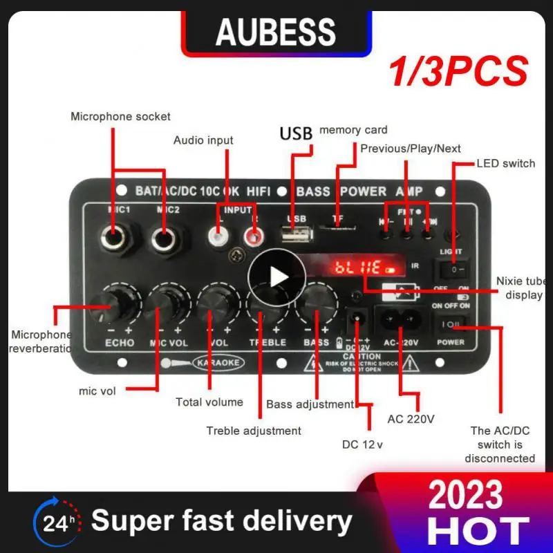 

1/3PCS Upgraded 200W 220V 12V 24V Digital 5.0 Stereo Amplifier Board Subwoofer Dual Microphone Karaoke Subwoofer