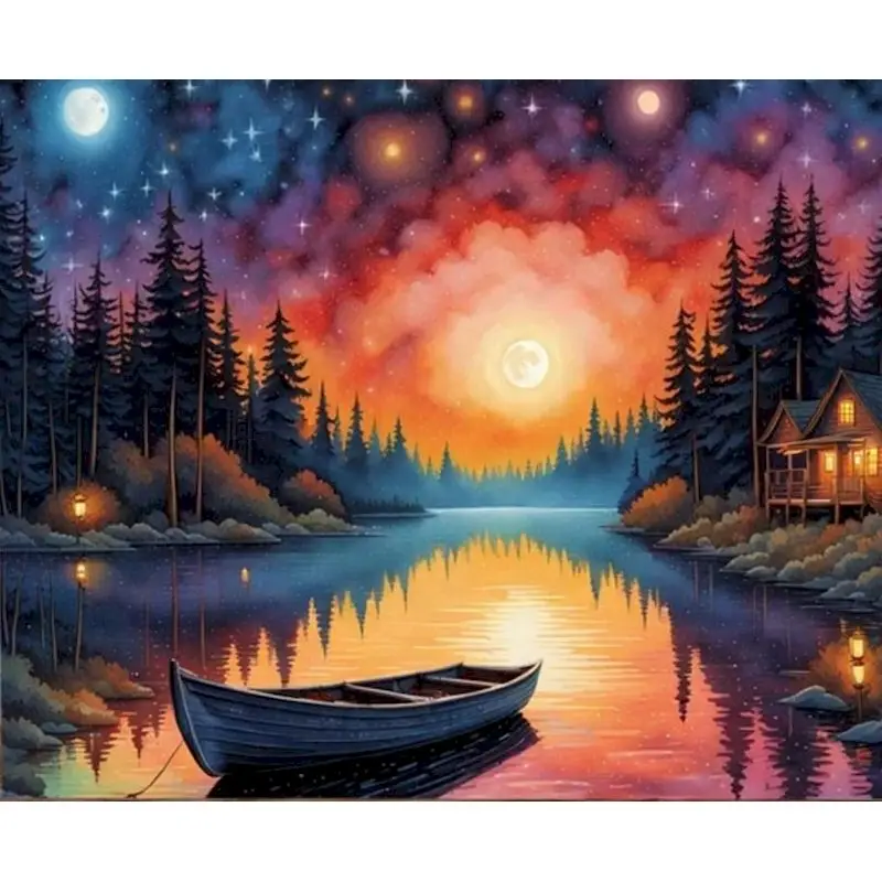DIY Framed Canvas Oil Painting Kit for Adults - Creative Coloring and Home Decoration