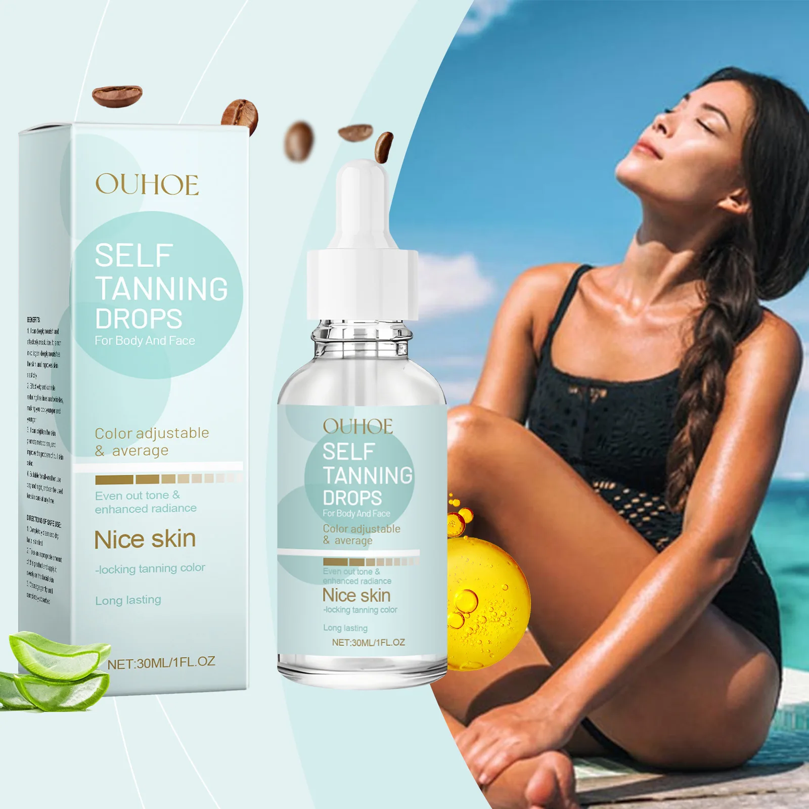 Sunless Tanning Lotion Self Tanning Drops Bronzed Indoor Naturally Darken Face Body