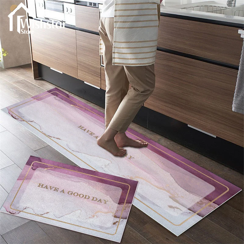 Waterproof Kitchen Rugs Mats Non-slip Abstract PVC Table Cover Oilproof  Wear Resistant Leather Kitchen Floor Mat Set Anti-slip - AliExpress