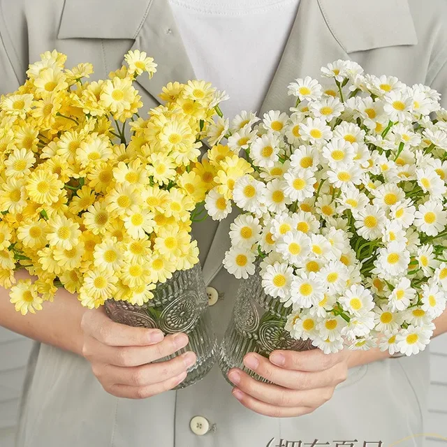 60 têtes de fleurs de marguerite artificielles, petite marguerite, Bouquet de fausses fleurs pour la saint-valentin, décoration de Table pour fête de mariage, décoration de maison DIY 2