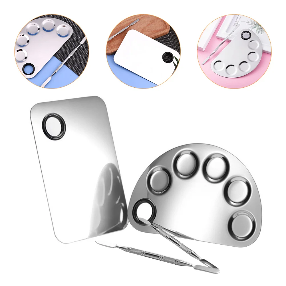 

Stainless Steel Palette Mixing Palettes Makeup for Nails Color Plate Art Plates Tools Manicure Oil Painting Supplies