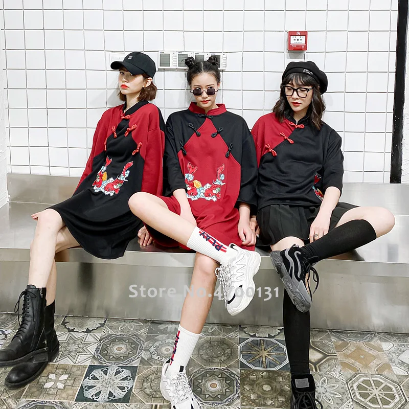 Chinese Style Men Qipao Tops T-shirt Women Cheongsam Hanfu Party Dress Couples Tang Suit Japanese Harajuku Style Casual Blouse
