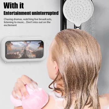 New Waterproof Bathroom Phone Wall Mount Holder Adjustable Shower Phone Case Stick on Wall Bathroom Toilet Phone Holder
