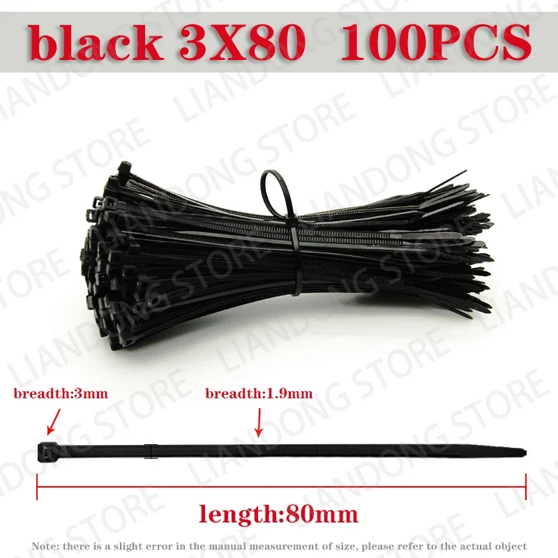 500pcs 3x60 3x80 3x100 3x120 3x150mm Assorted Self-locking Nylon Cable Ties Black Plastic Zip Tie Loop Wire Wrap Zip Ties cable ties nylon cable ties cable tie