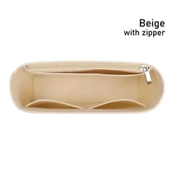 Versatile Multi-Pocket Felt Handbag Organizer Insert (Beige with zipper)