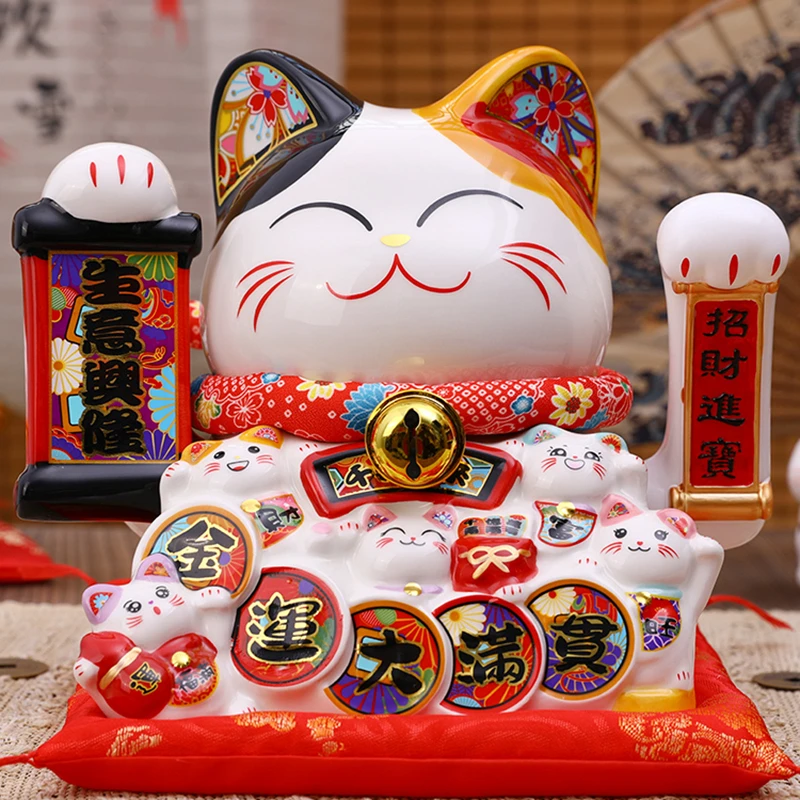 Figurine De Chat | Maneki Neko , Chat De 11,4 Cm, Décoration Créative En Céramique, Chat De Fortune, Ornements Décoratifs, Figurines De Personnages
