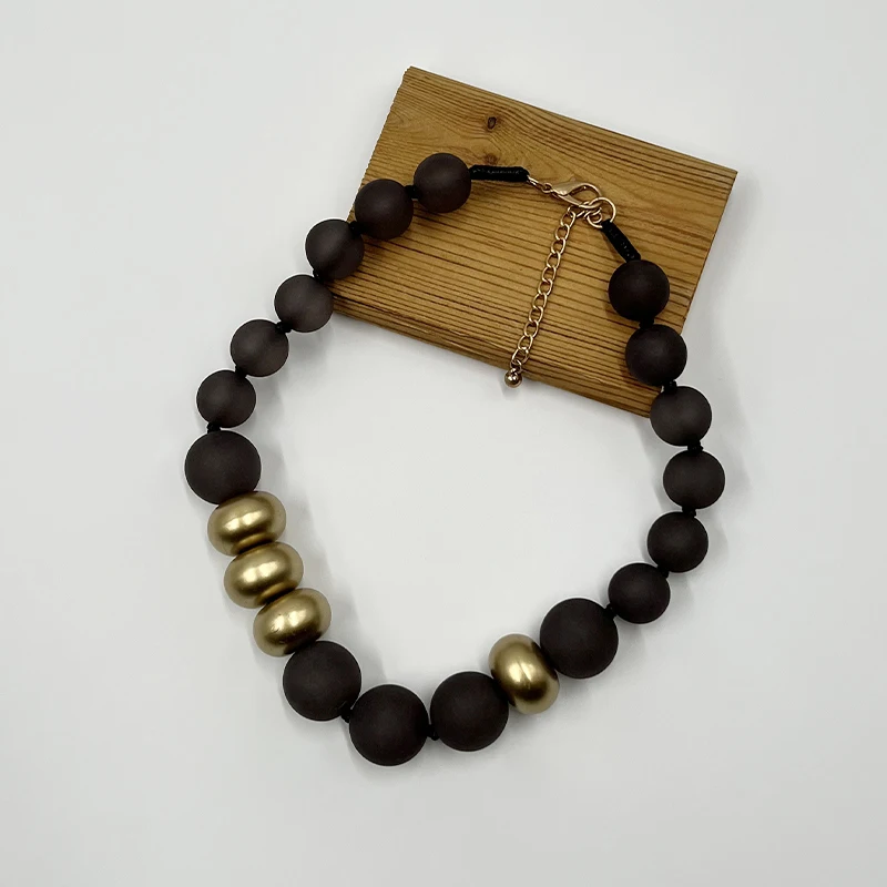 

Suekees Boho Fashion Jewelry Earthy Chokers Necklaces Black Resin Stone Beads Vintage Collares Short Necklace Women Accessories