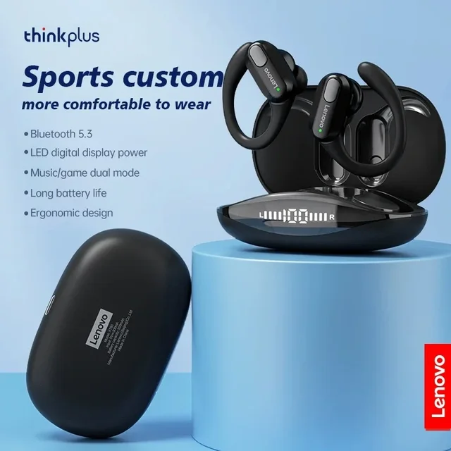 Lenovo XT80 Auricolari Bluetooth 5.3 Cuffie True Wireless con microfono Pulsante Controllo Riduzione del rumore Ganci per le orecchie Cuffie impermeabili 1