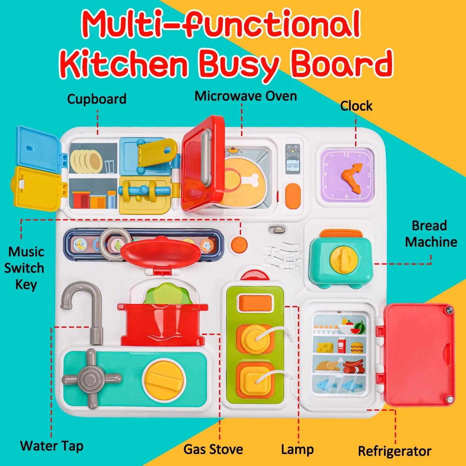 Montessori Kitchen Busy Board for Toddlers 1-3 Travel Toys Light Up Musical  Baby Toys 12-18 Months Fine Motor Skills - AliExpress