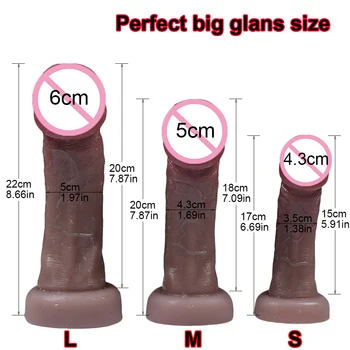 Dark Big Glans Realistic Dildos Soft Penis Dick Adults Vagina Anal Sex Toys With Suction Cup Cunt Panties Faloimetaor For Women 2