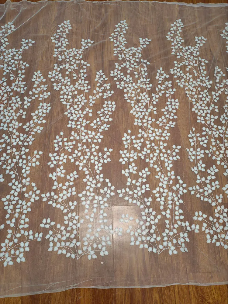 White Small Leaves Wedding Dress Decoration DIY Soft Mesh Lace Fabric