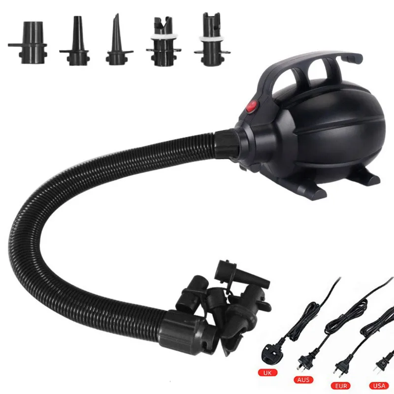 

600W Electric Air Pump Portable Inflator Deflator Pump 5 Nozzles 110~240V for Inflatables Air Mattress Swimming Ring Pool Toys