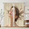 2pcs, Curtains&Window Treatment 2D print Beautiful Girl Versatile Durable Polyester (without rod) Versatile All Ldeal for 2
