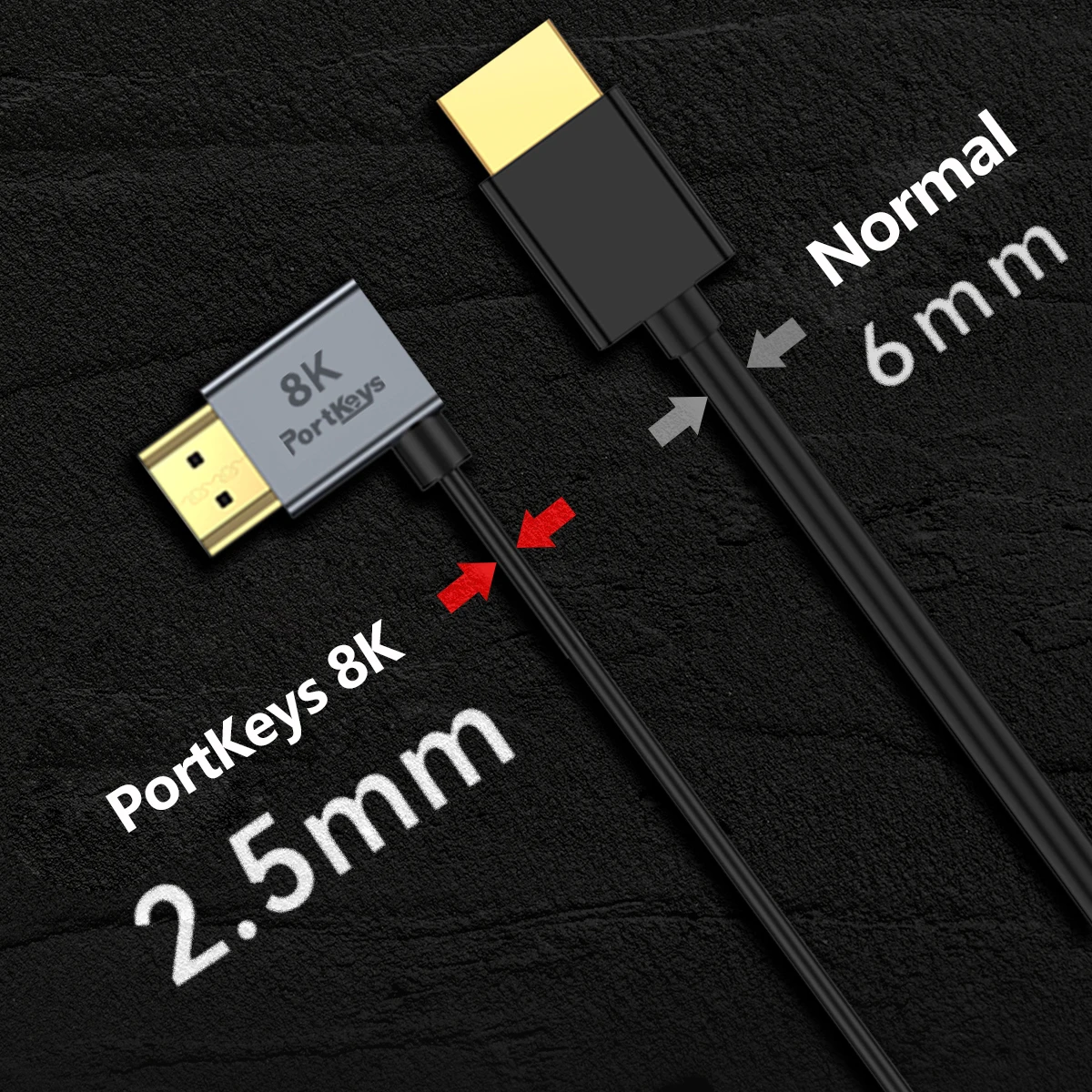 Portkeys 2.5mm Diameter Ultra-fine and Soft HDMI-compatible2.1 Camera Cable Supp