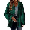 2024 Autumn Winter New Women's Clothing Pocket Plaid Lambswool Jacket Button Plush Coat Shacket 3