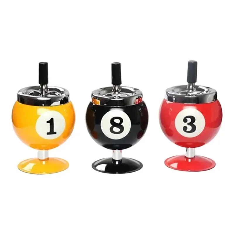 Creative Push Down Cigarette Ashtray Billiards Ball Ashtray Metal Smoking Ash Tray for Indoor or Outdoor Use metal ashtray
