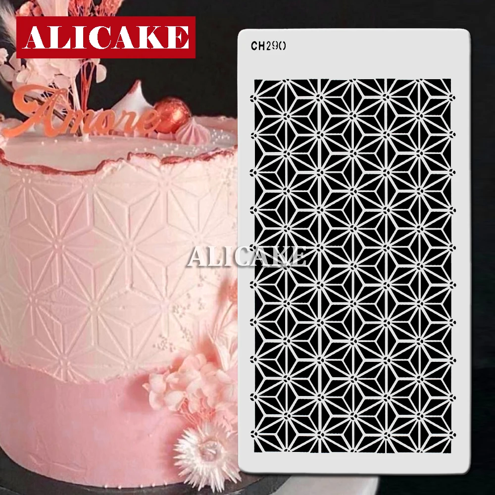 270x270mm XYAM Geometric Pattern Cake Stencil Plastic Lace Cake Boder Stencils Mould Tool Cake Tools