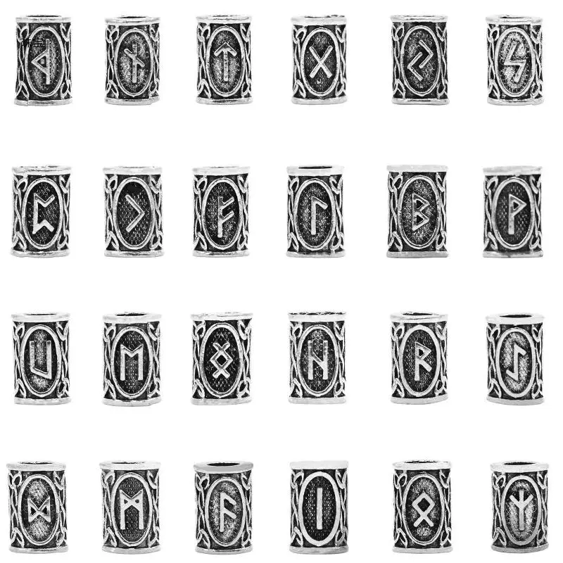 

X5QE 106Pieces Beard Beads Antique Silver Hair Beads Dreadlocks Beads for Men