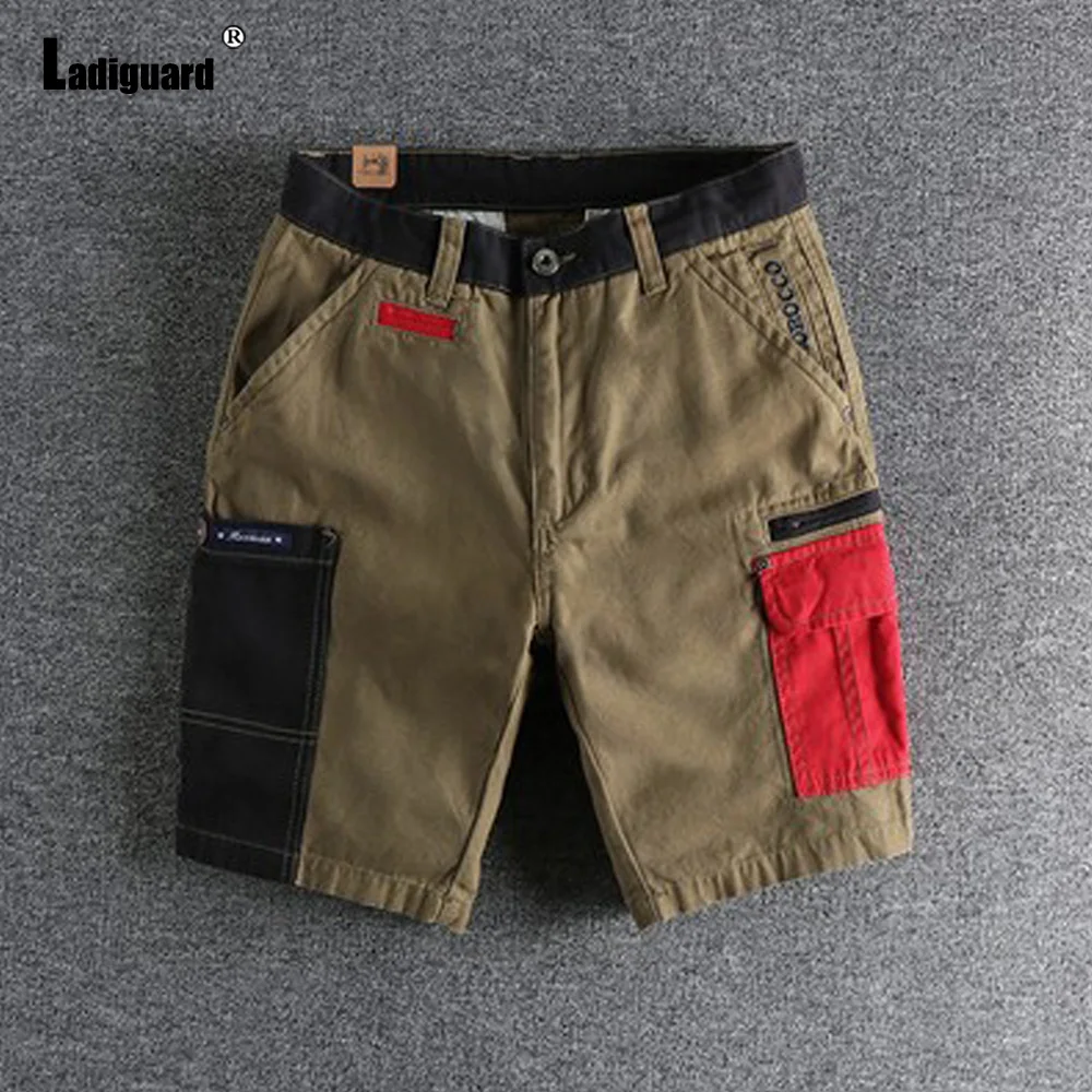 Ladiguard Plus Size Men Fashion Leisure Shorts 2023 Japan Style Zipper Pocket Shorts Male Patchwork Short Pants Homme Streetwear ladiguard plus size mens elegant leisure casual jackets 2021 european style fashion top outerwear autumn male streetwear homme