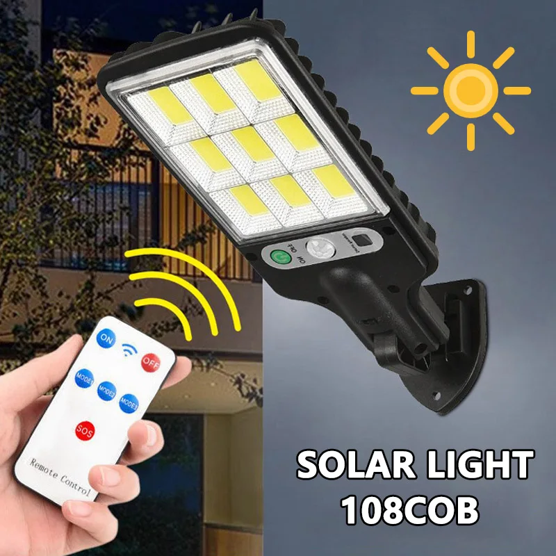 108COB Sensor Solar lamps 3 Light Modes Outdoor Waterproof for Garden Terrace Garage Door Street