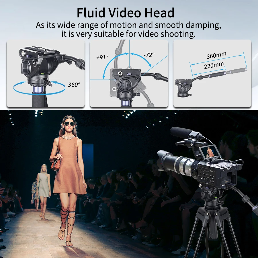 Description Picture 4 of itemINNOREL VF80 Professional Heavy Video Aluminum Tripod with Hydraulic Fluid Head F80 For DSLR Camera Camcorder Slider 12kg Load