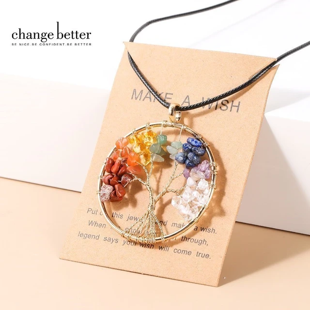 Natural Tree of Life Crystal Stone Pendant Lucky Reiki Healing Seven Chakra  Crystal Necklace Christmas Accessories Gifts Decor - AliExpress