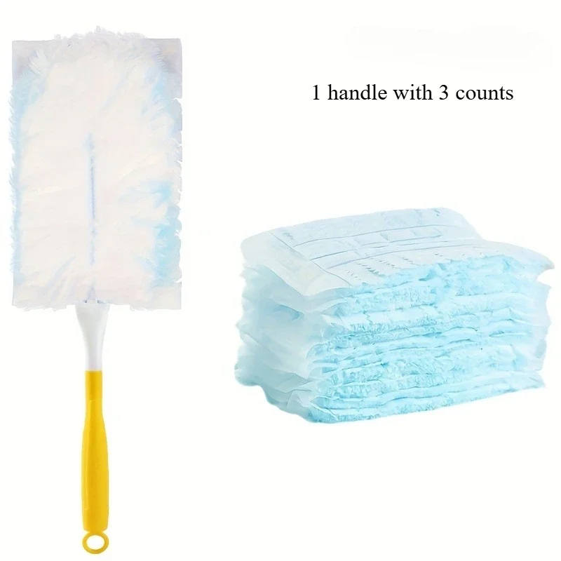 1 handle with 3 counts Electrostatic Dust Duster Set with Disposable Replacement Cloths,Handheld Multipurpose Dusting