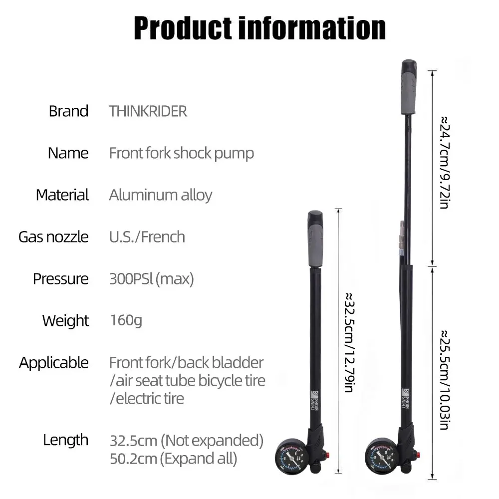 Portable High-Pressure 300psi Bike Air Pump with Gauge