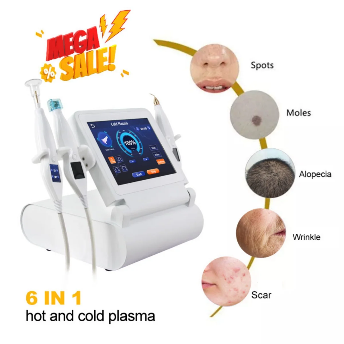 6 In 1 Professional Jet Plasma Lifting Skin Tightening Ozone Fibroblast Cold Plasma Pen Beauty Machine