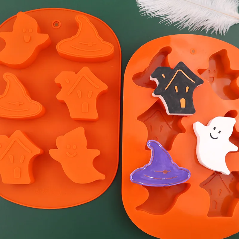 Spldsun 2 Pezzi Stampo da Forno in Silicone di Halloween, Cucina Stampo per Dolci Fondente, per Caramelle Pipistrello Fai da Te, Gelatina di Zucca, Caramelle Teschio, Cioccolato, Decorazione di Torte