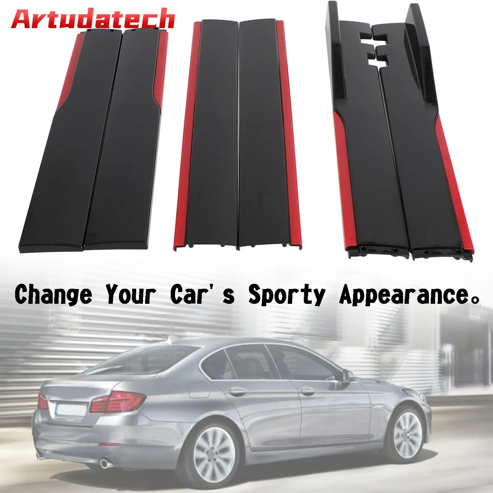 

Artudatech 86.6" Universal Side Skirt Extensions Rocker Panel Splitters Lip Polypropylene Car Accessories