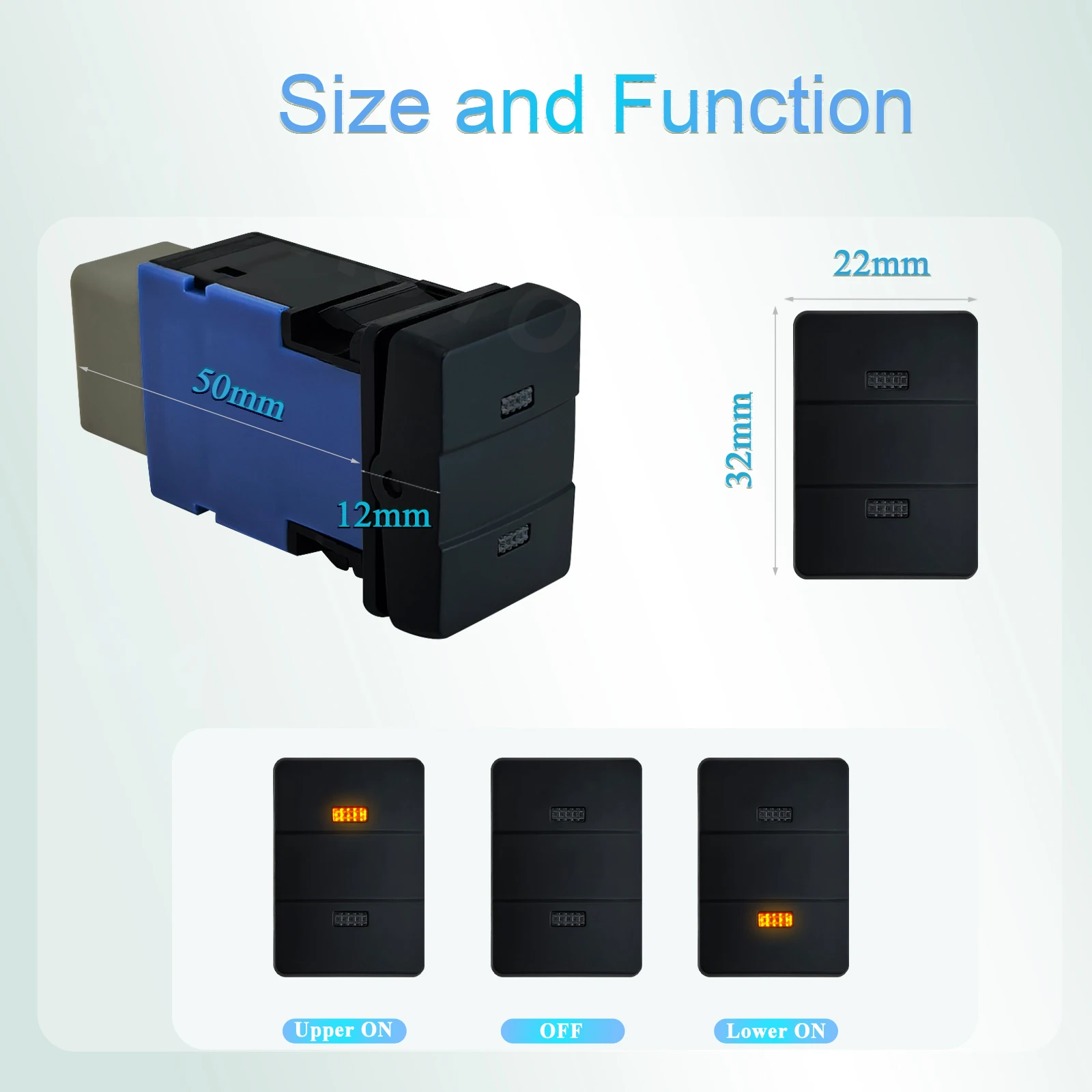 맞춤형 레이저 각인 푸시 버튼 로커 스위치 12V LED ON/OFF/ON 자동차용 토요타 프라도 힐룩스 랜드크루저 RAV4 하이랜더 히터