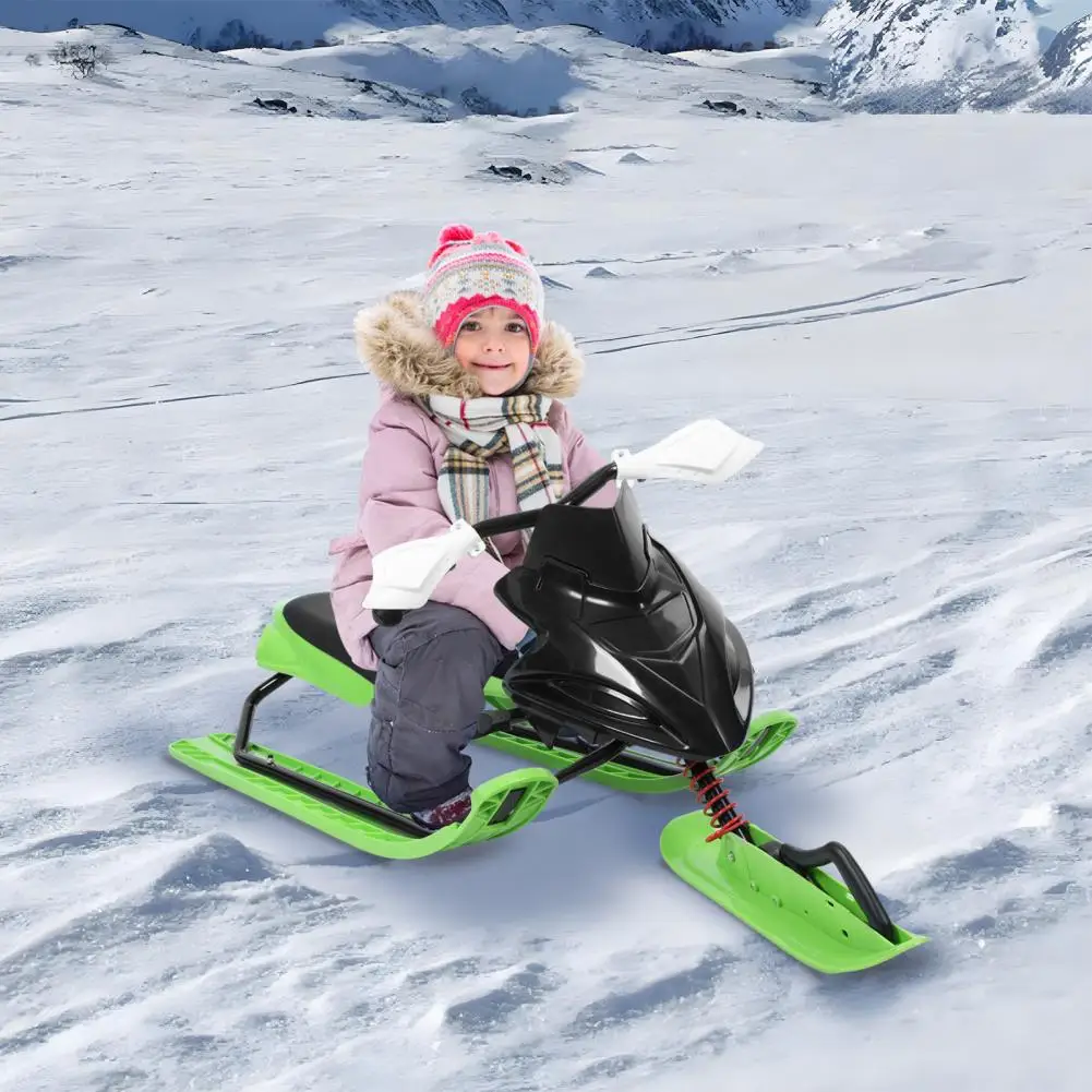 Snow Racer Sled with Sensitive Brake And 3 Gear Adjustable Cushion, 198lbs Carbon Steel Frame Skateboard, Winter Outdoor Activit