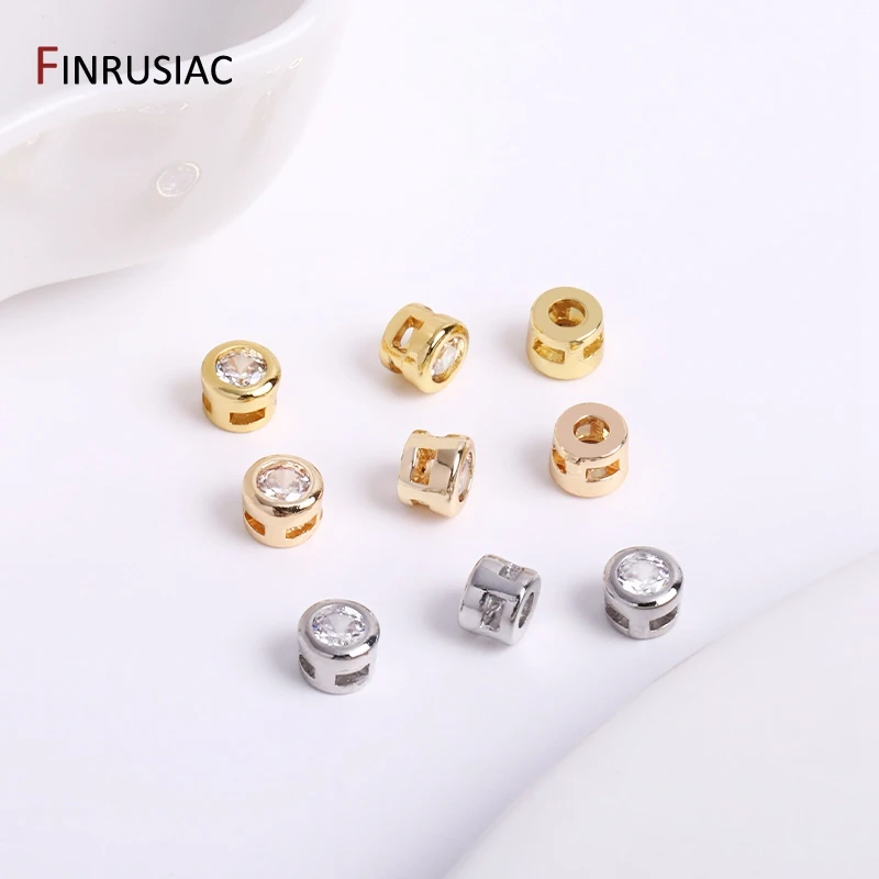 4.3mm*3.3mm 14k Gold Plated Zircon Loose Beads Spacer Beads Bracelet Beads For Jewelry Making Supplies Wholesale