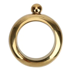 Elegant Round Chic Bracelet Hip Flask - 3.5 oz Drinkware Accessory for Whiskey, Vodka, and More (Gold)