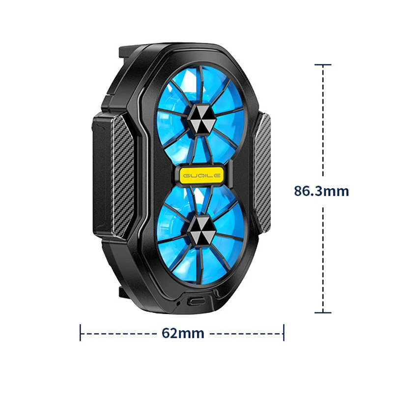 Phone Cooler Mobile Radiator Cell Phone Fan FS01 Dual Fan Rechargeable Mobile Phone Cooler Stronger Cooling Air Phone Radiator Mini Back Clip USB Radiator For 62-92mm