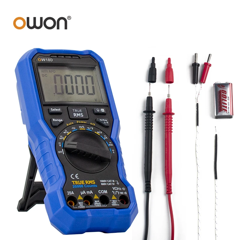 OWON OW18E OW18D 디지털 멀티미터 NCV 비접촉식 전압계 BLE4.0 무선 전송 지원 트루 루트 평방 제곱 테스트