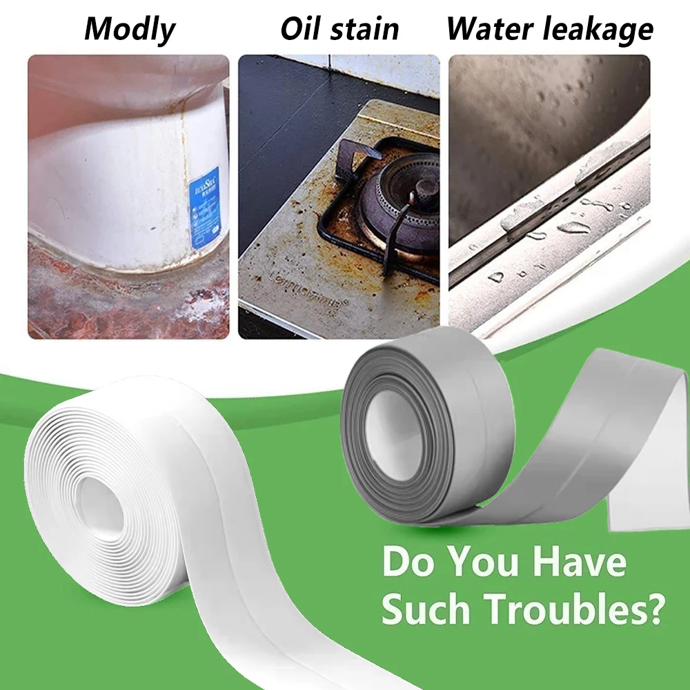 Sealing strip tape sealing tape sealing strip waterproof tape Bathroom Shower Sink Bath Sealing Tape Strip White PVC Self Adhesive Waterproof Wall Sticker for Bathroom Kitchen Caulk Strip