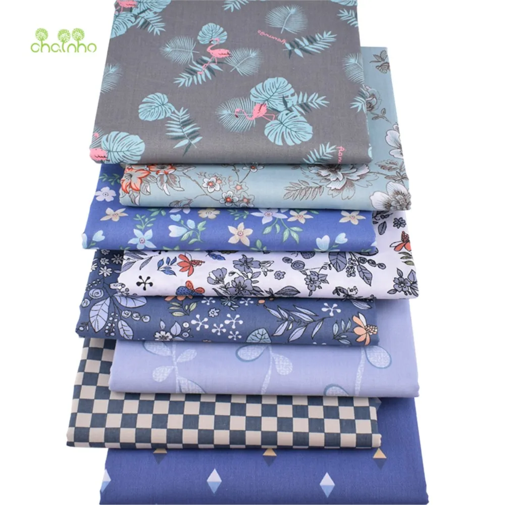 Chainho,Printed Twill Weave Cotton Fabric,DIY Sewing Quilting Material,Patchwork Cloth,8 Designs Floral Series,2 Sizes,15C245