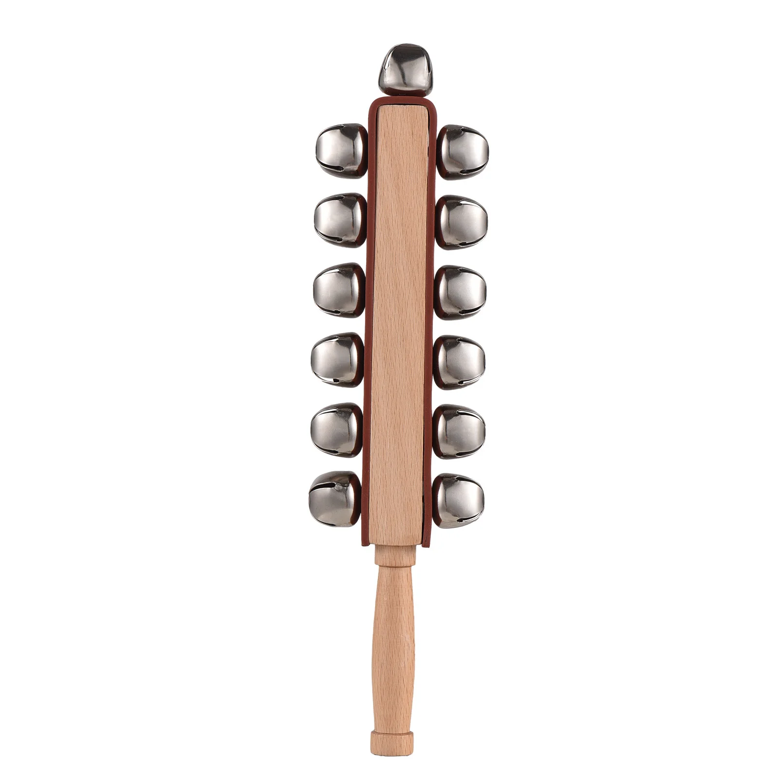 Hand Jingle Bells Hand Sleigh Bells Wooden Shaker Jingle Stick Musical Percussion Instrument for Xmas Holiday