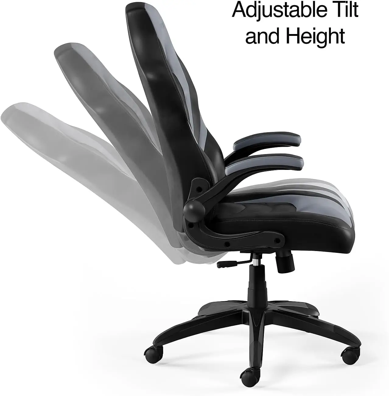 Bonded Leather Ergonomic Gaming Chair with Lumbar Support, High Back and Adjustable Tilt Lock