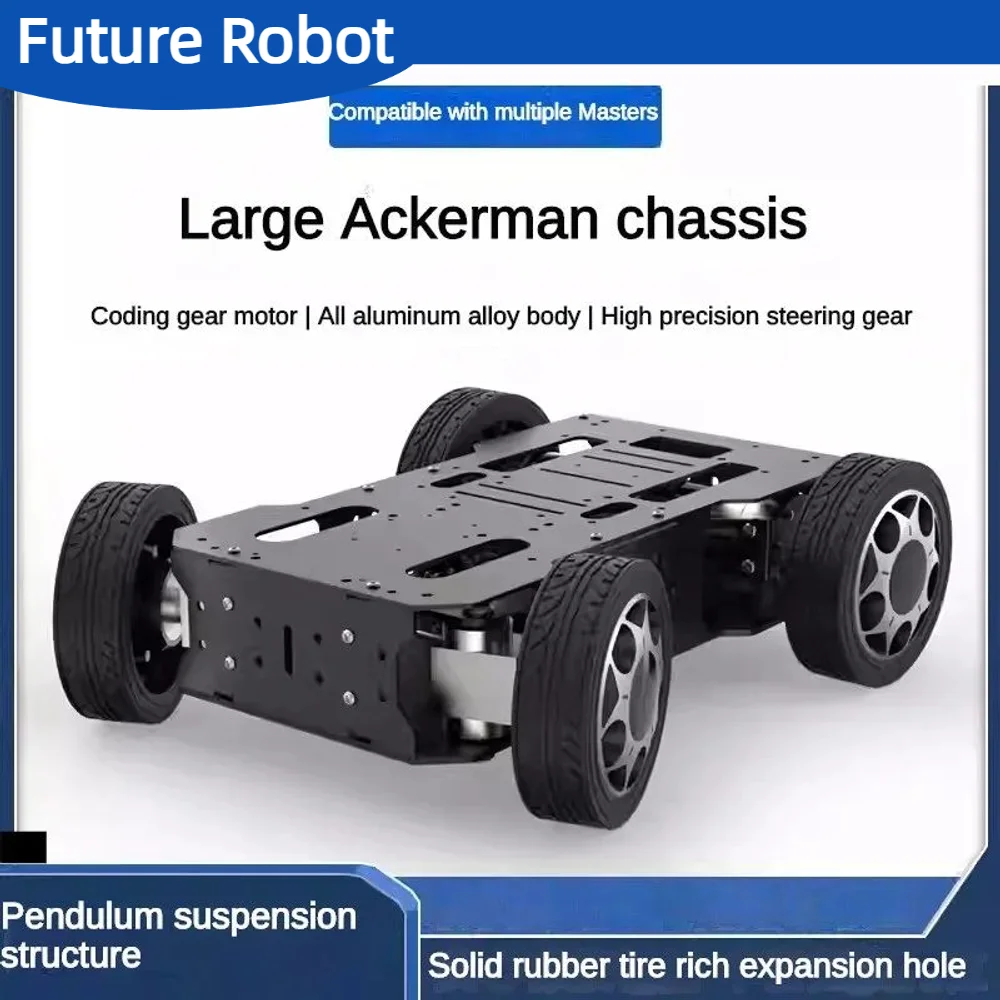 10KG Big Load Metal Ackerman Car Chassis Front Wheel Steering Gear Metal Intelligent Chassis Encoder Motor ROS Robot Base Kit