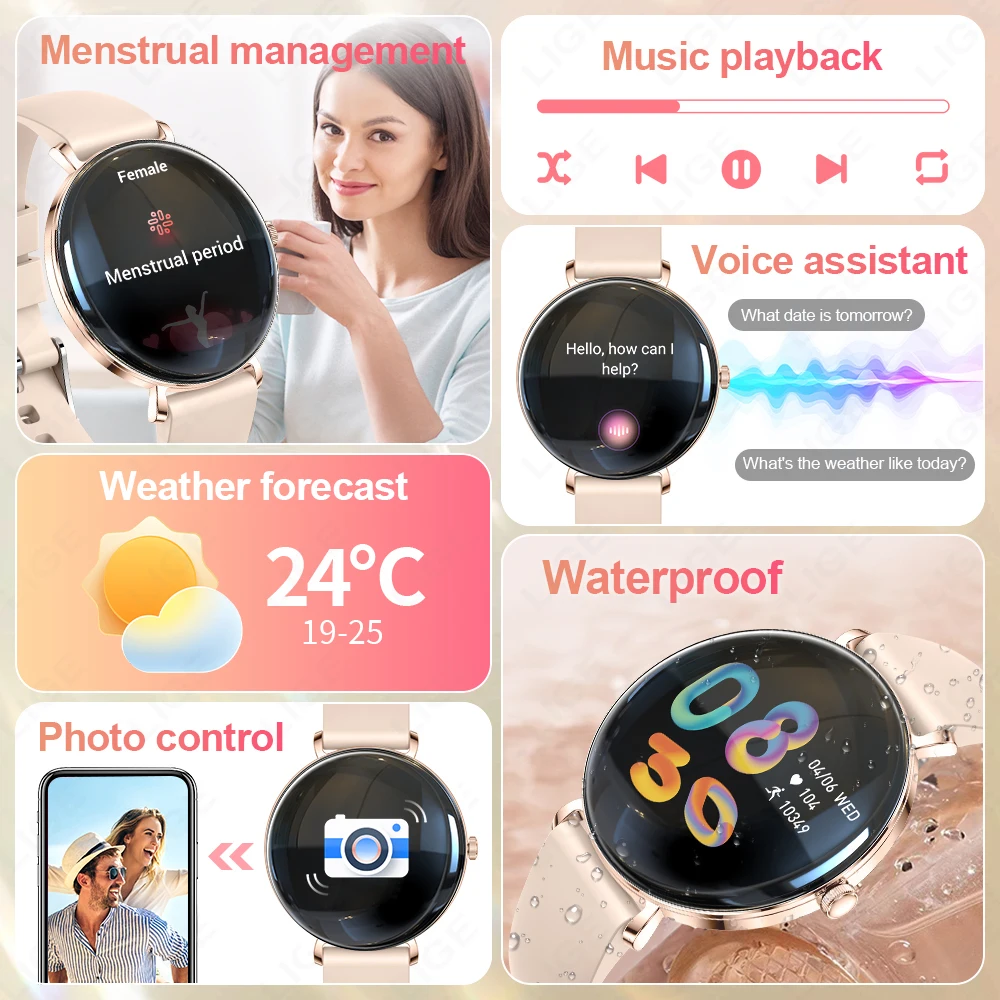 LIGE 2025 Smart Watch Men Women Ultra Thin 1.43" AMOLED Answer Make Calls Smartwatch For Android iOS Fitness Tracker Heart Rate 6